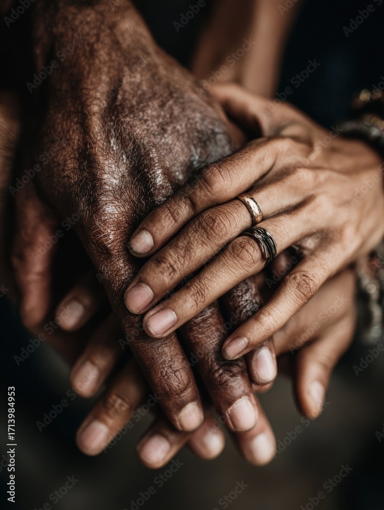 Fototapeta premium Close Up Of Intertwined Hands Showing Connection