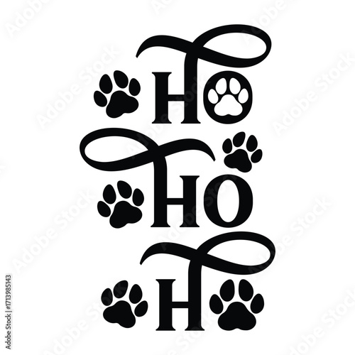 Ho Ho Ho with Paw Prints - Funny Pet-Themed Christmas Design