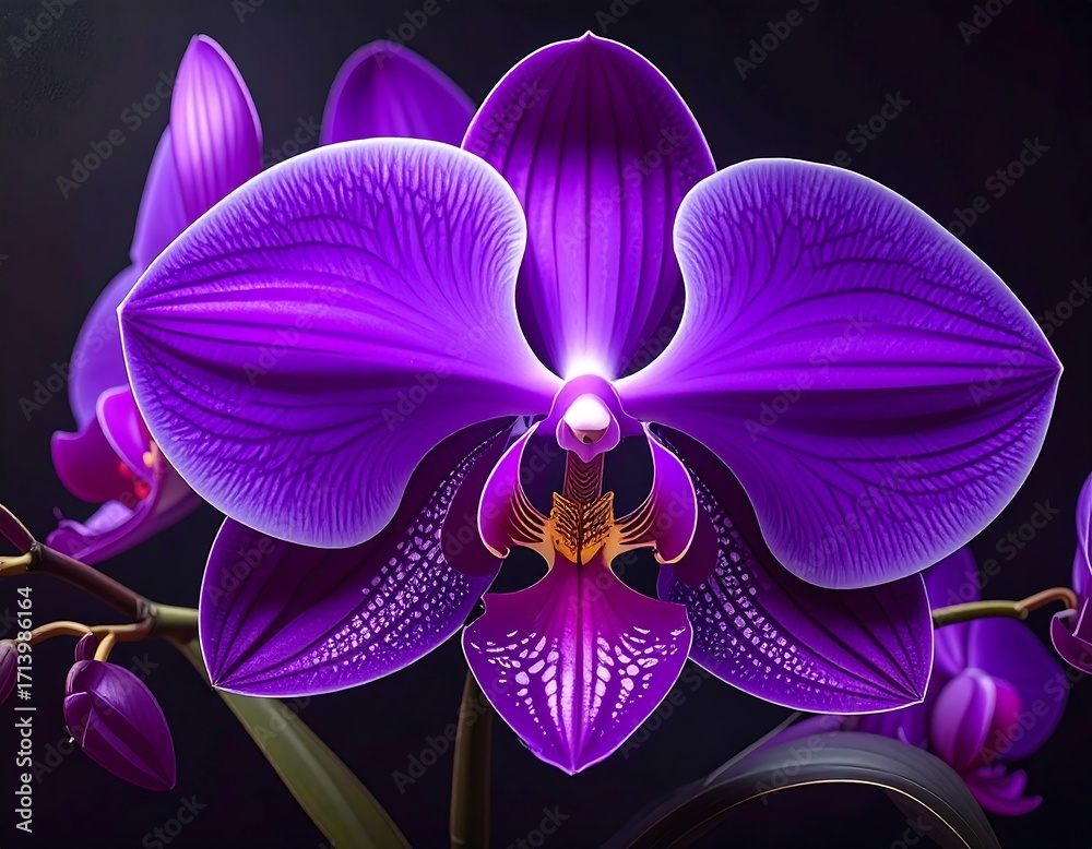 Fototapeta premium Close-up of a vibrant purple orchid (1)