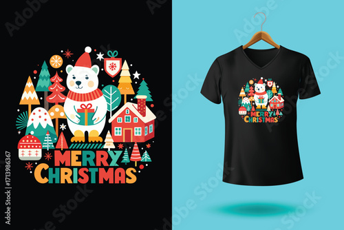Christmas T shirt design or Lettering Christmas t shirt design template or Typography Santa T shirt design vector for the Christmas lover warm advance wishes for merry Christmas