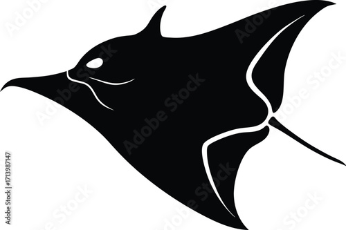 A fierce wolf head silhouette, a wild nature design illustrating a cartoon marine mammal