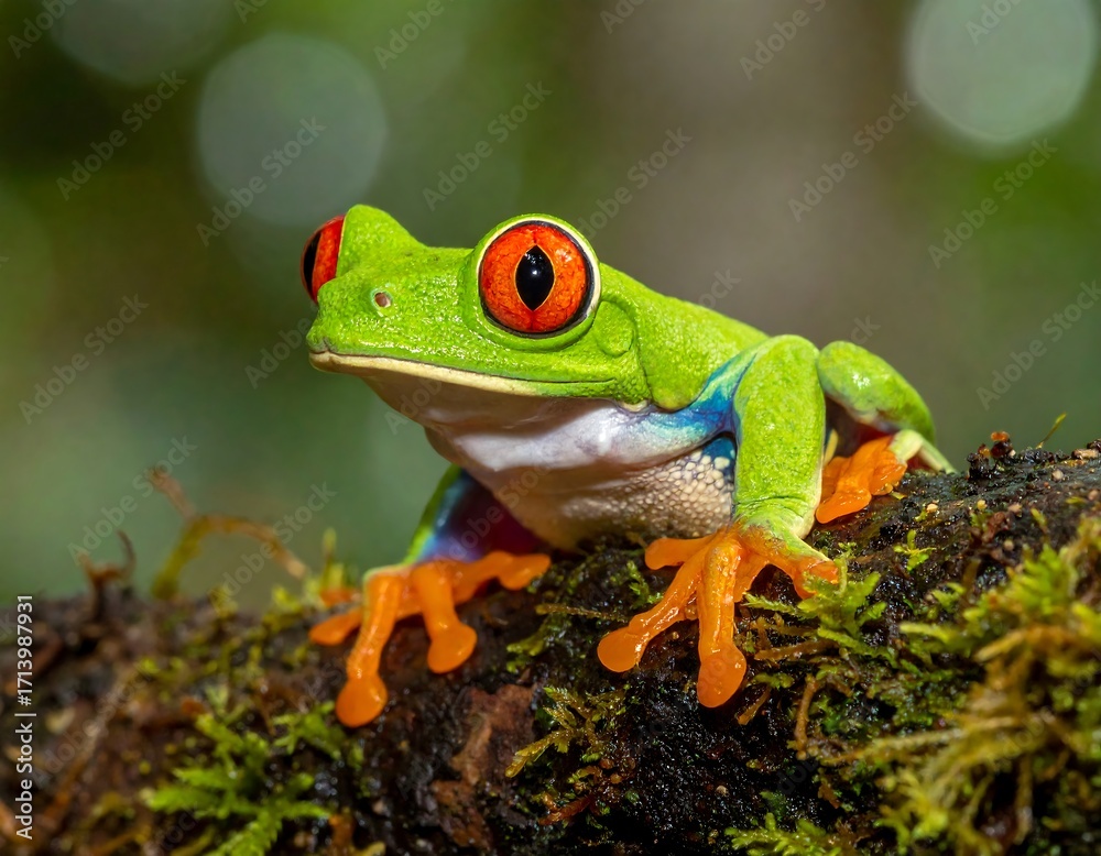 Obraz premium Close-up of a vibrant red-eyed tree frog (1)