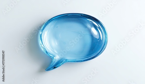 Light blue, translucent speech bubble,  glossy surface,  empty,  isolated on a light background