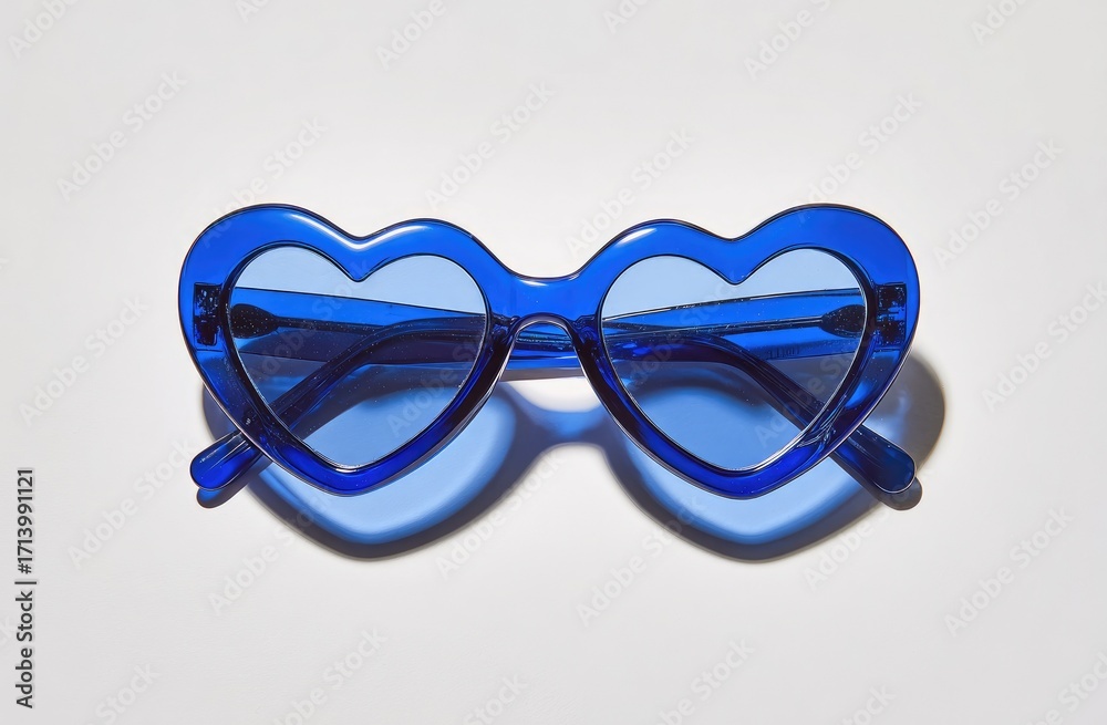 Fototapeta premium Heart-shaped, vibrant blue sunglasses (4)