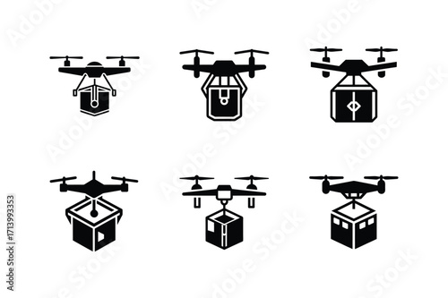 drone delivery silhouette vector illustration
