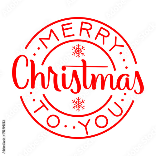 MERRY CHRSITMAS red vector hand lettering marketing stamp