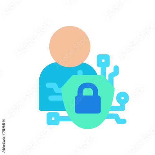 cybersecurity specialist simple flat icon illustration