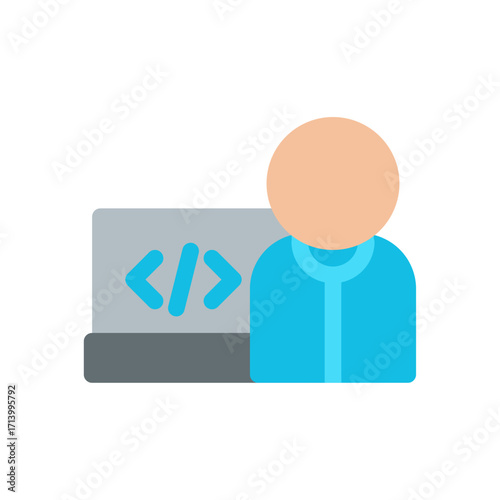 software developer simple flat icon illustration