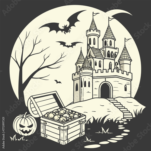 Old World Halloween Dragon Hoard Invitation