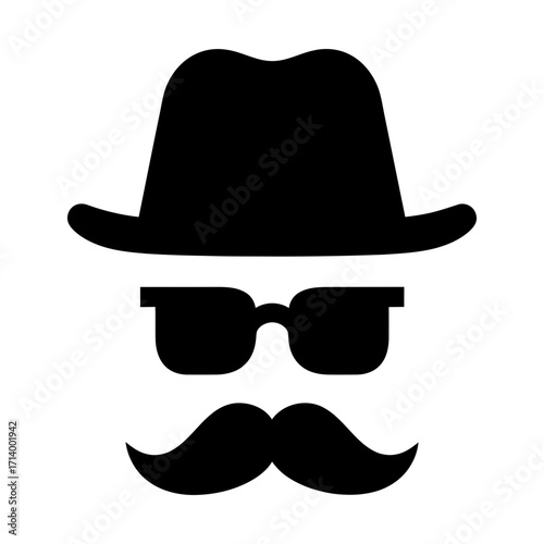 Gentleman hat glasses mustache glyph icon