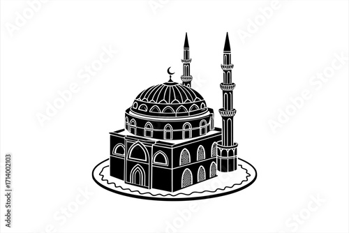 black mosque  cake vector  illustration