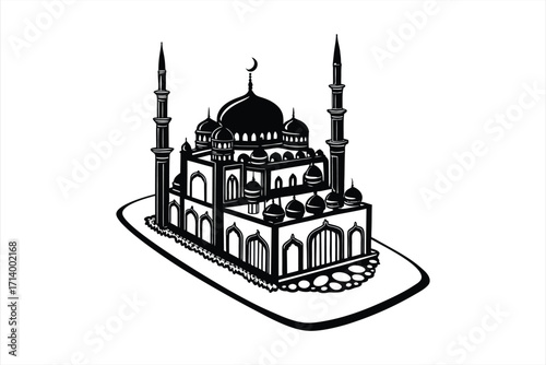 black mosque vector  illustration