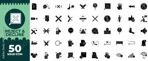 Collection of Reject And Decline Solid Icon Set