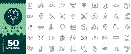 Collection of Reject And Decline Line Icon Set