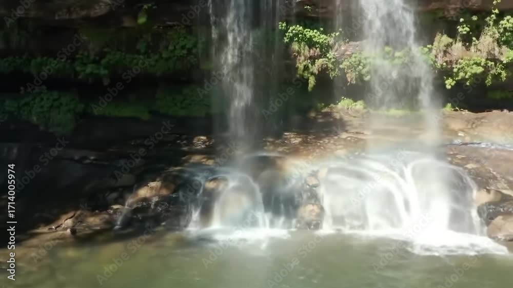 Waterfall Cascading Down Rocks into a Pool. Waterfall Cascading Down Rocks into a Pool.