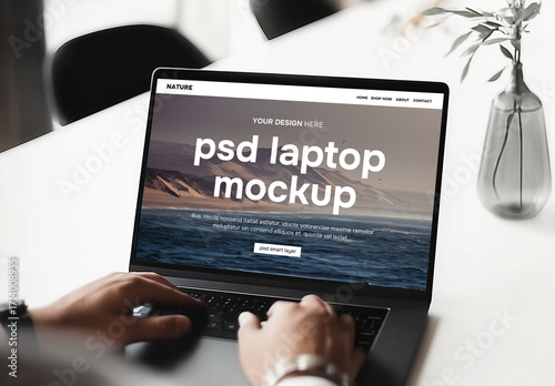 Man using laptop mockup