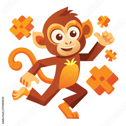 Happy child tourist boy vector cartoon illustration on the summer beach