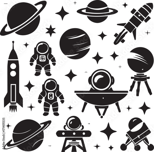 Space & Astronomy Black Silhouette Collection
