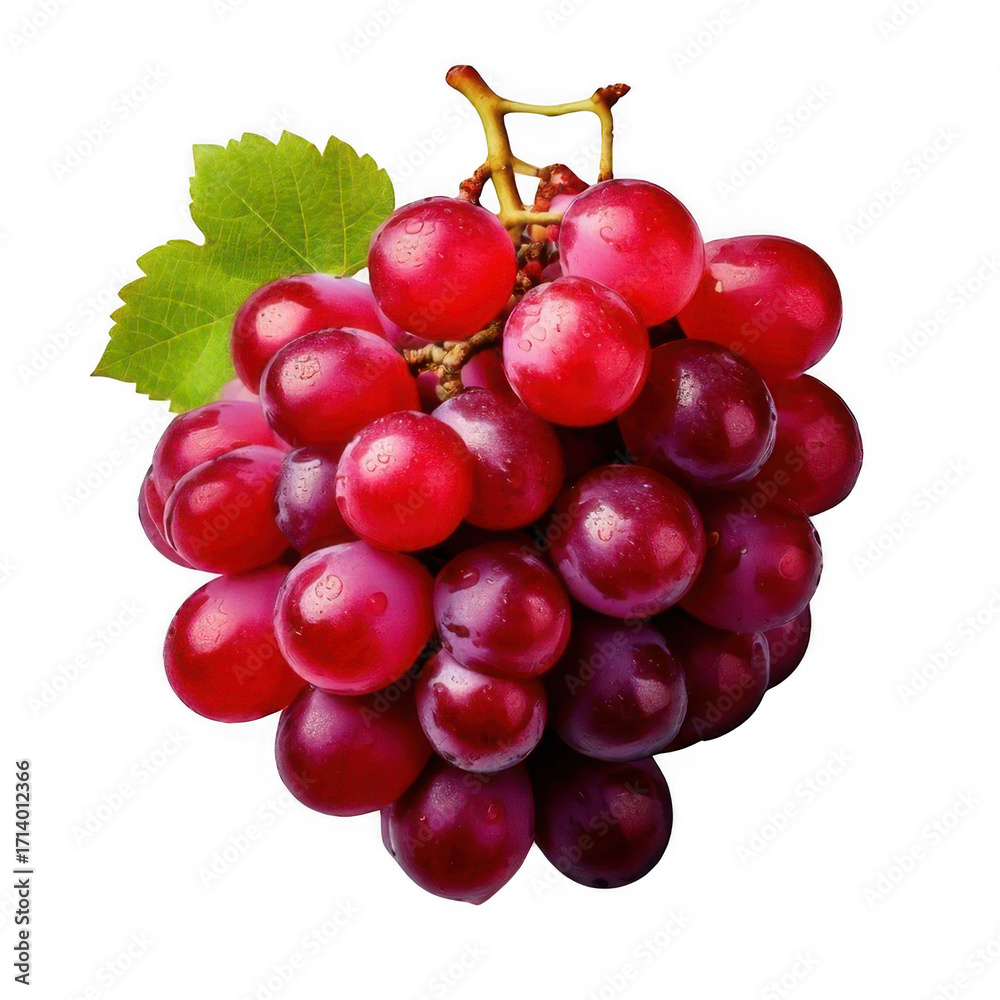 Fototapeta premium cluster of red fresh grapes isolated on white or transparent.