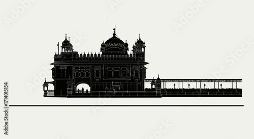 Striking Silhouette of an Ancient Temple Architecture, a Symbol of Cultural Heritage and Spiritual Grandeur with Intricate Details
