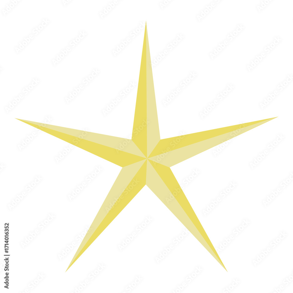 Obraz premium Golden Five Pointed Shining Star Illustration