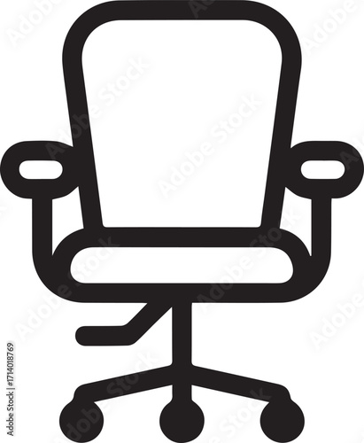 Office Chair Icon with Wheels and Armrests furniture