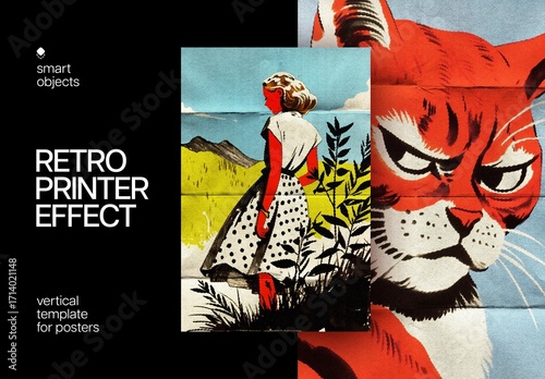 Folded Retro Print Design Poster Effect Mockup