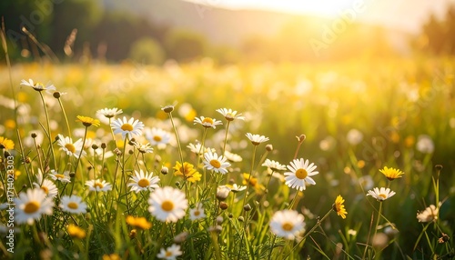 Fototapeta Naklejka Na Ścianę i Meble -  Sunny meadow filled with wildflowers