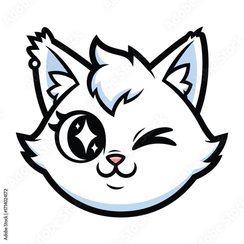 Winking Cat Illustration: A delightful illustration captures the charm of a winking cat, its eyes sparkling with playful mischief.