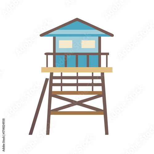 Illustration of a lifeguard tower on beach on transparent background