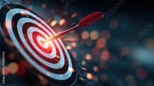 Dart hitting the bullseye on a target