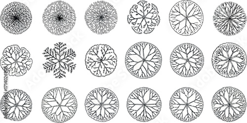 Vector art of top view illustration of various diamond cuts