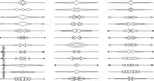 Vector art of set of elegant black decorative line dividers