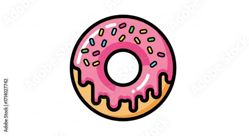 Illustration of a pink donut with sprinkles it is a sweet treat and a popular dessert for many people