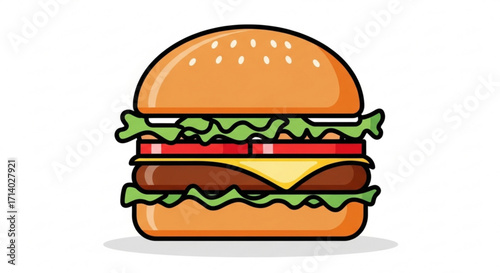 Delicious burger with fresh lettuce, tomato, and cheese a tasty treat for any occasion, perfect for a quick and satisfying meal
