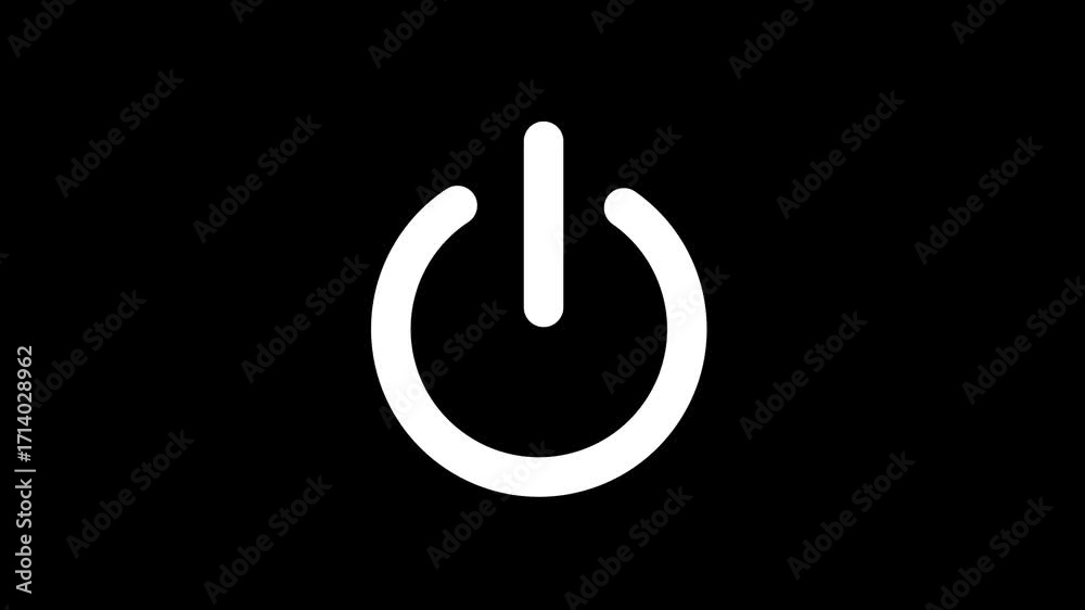 power reset button sign animation. Abstract screen saver, live wallpaper, loop background on black.