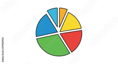 Colorful pie chart illustration showing data distribution perfect for presentations, reports, and visualizing statistical information