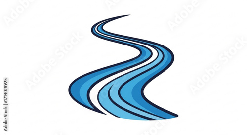 Illustration of a winding river, showcasing a natural watercourse with a flowing and dynamic design element