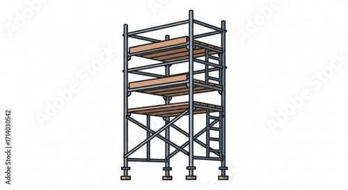 Illustration of a scaffolding structure, a temporary structure used to support people and material in the construction or repair of buildings