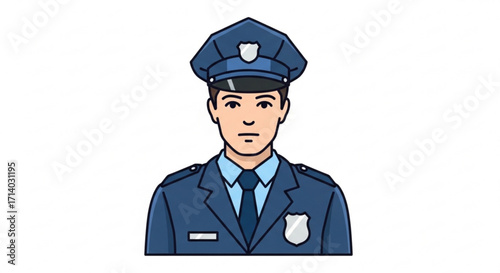 A uniformed police officer, perfect for law enforcement, security, and community safetythemed designs and illustrations