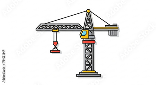 Illustration of a construction crane, symbolizing industrial progress and urban development with its sturdy design