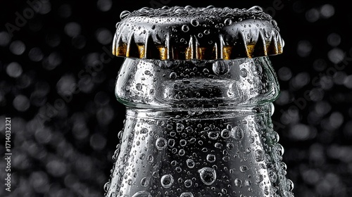 Cold drink bottle with water drops and condensation