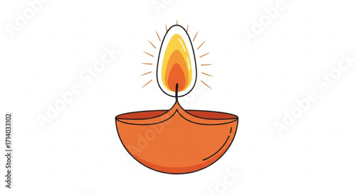 A beautiful illustration of a diya lamp, a traditional oil lamp used during diwali, a symbol of hope and light