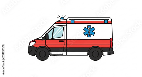 Ambulance car, a medical emergency vehicle, used for transporting patients, a simple and clean illustration