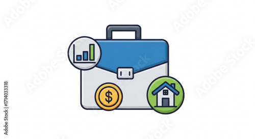 Investment portfolio diversification with real estate, stocks, and currency, financial strategy for wealth creation