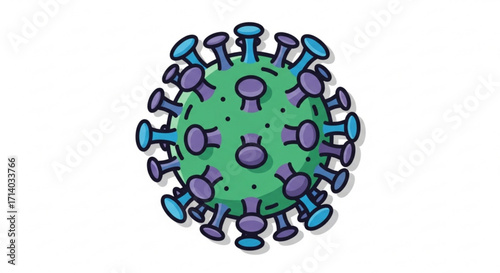 Illustration of a coronavirus cell, representing the virus responsible for the covid19 pandemic and its global impact