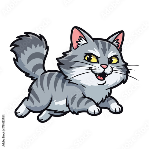 Playful Cat: A charming illustration of a happy cat, showcasing its lively demeanor, ready for fun, adventure, and heartwarming moments. 