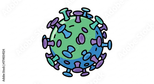 Illustration of a coronavirus cell, representing the global pandemic and the spread of infectious diseases worldwide