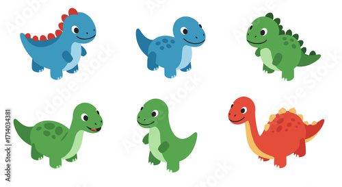 Colorful cartoon dinosaurs: playful characters for kids' projects and decor