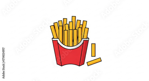 French fries in a red paper box fast food, junk food, unhealthy eating, and snack concept delicious and tasty potato